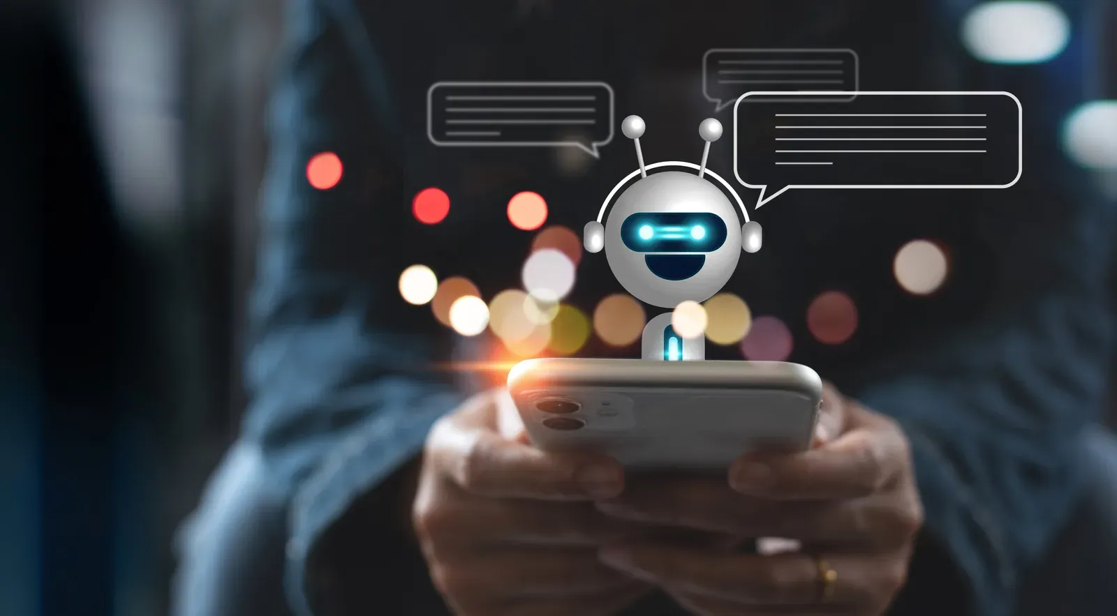An AI assistant concept shown on a smartphone