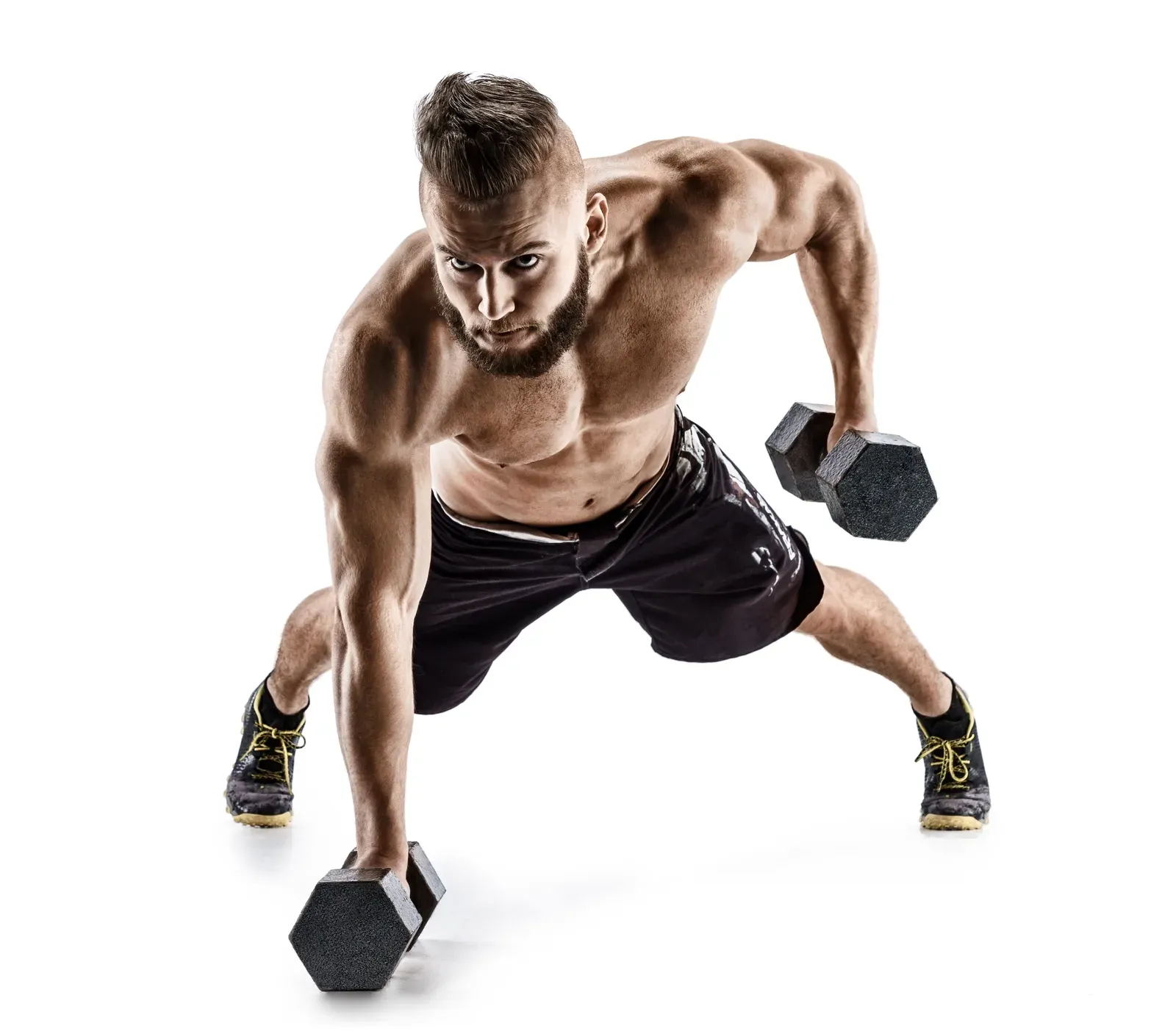 Man doing dumbbell exercises, the kind of client imagery a photo release covers