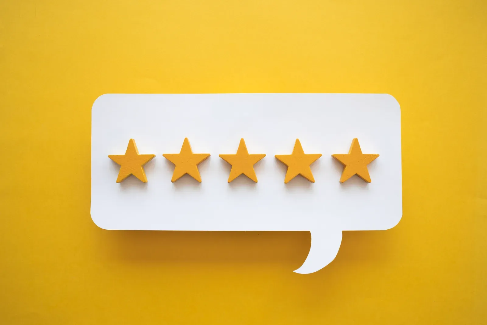A five star rating left in a customer review