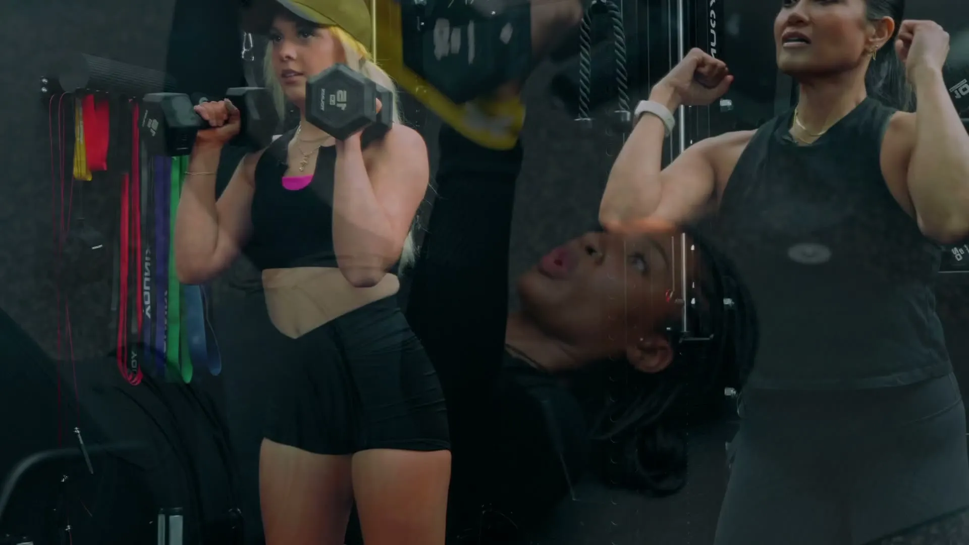 A montage still of coaches and clients training inside FlexWerk suites