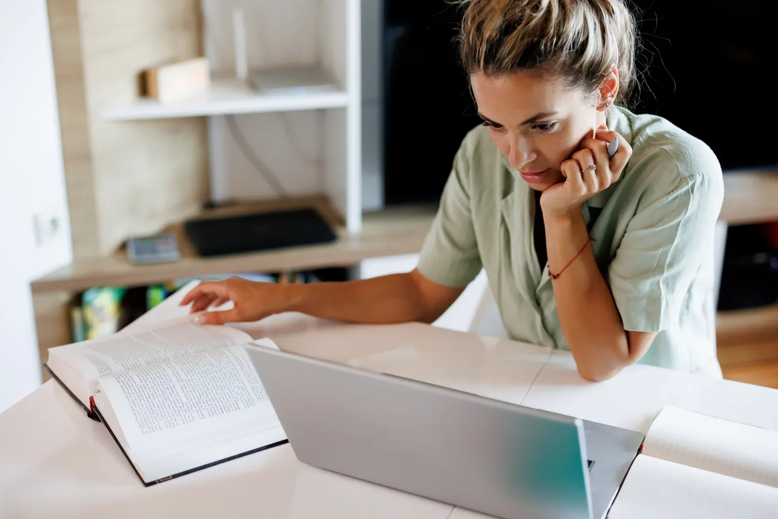 Student studying from home, working toward a menopause training certification