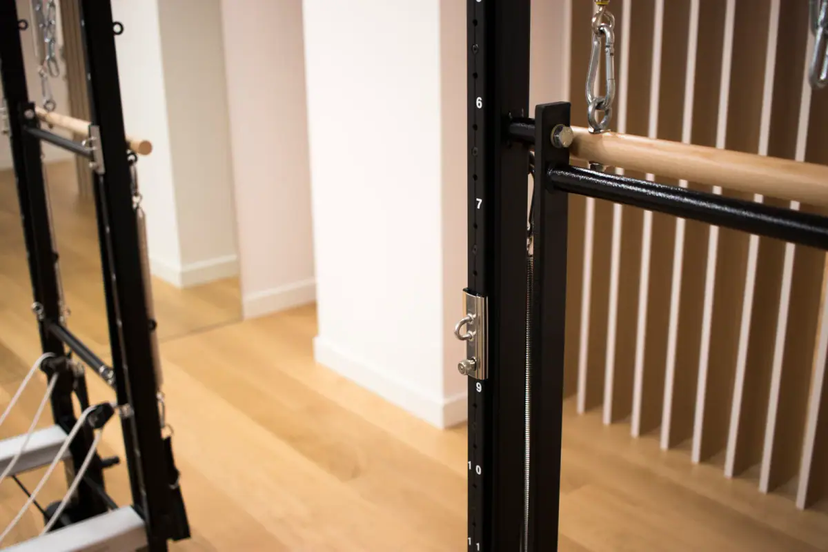 A Pilates studio room with training machines, relevant to privacy in a training room