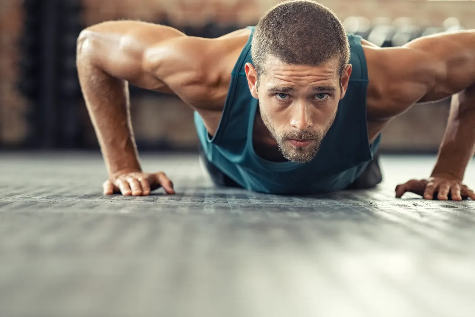Recruit doing push ups while practicing for a police fitness test