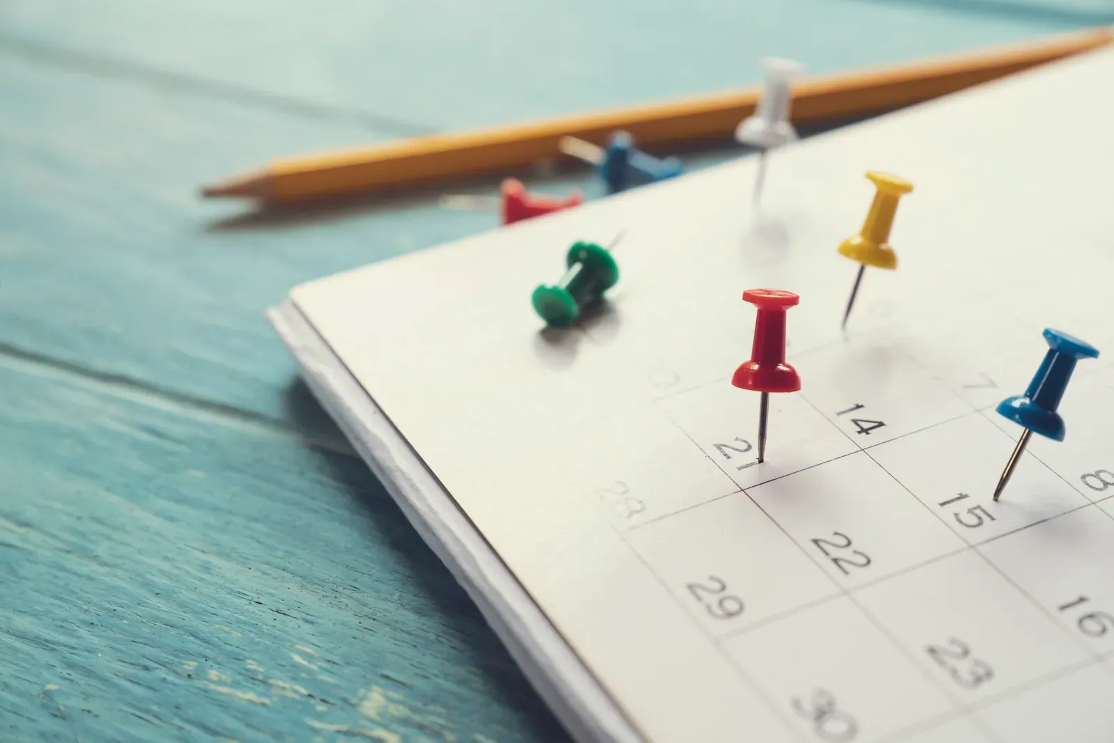 Monthly calendar with training sessions planned in ink