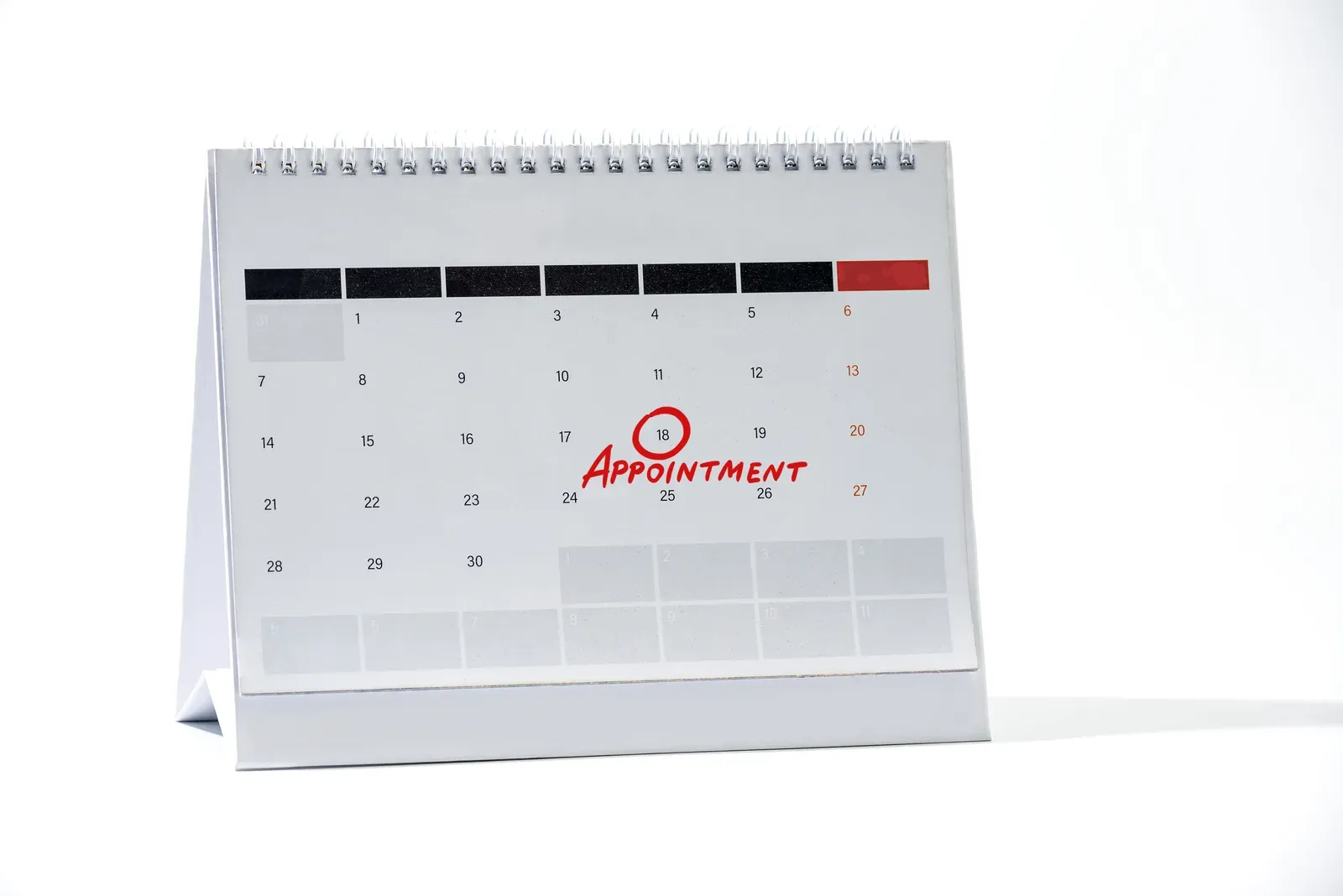 Red circle marked on a calendar, the session a client never showed for