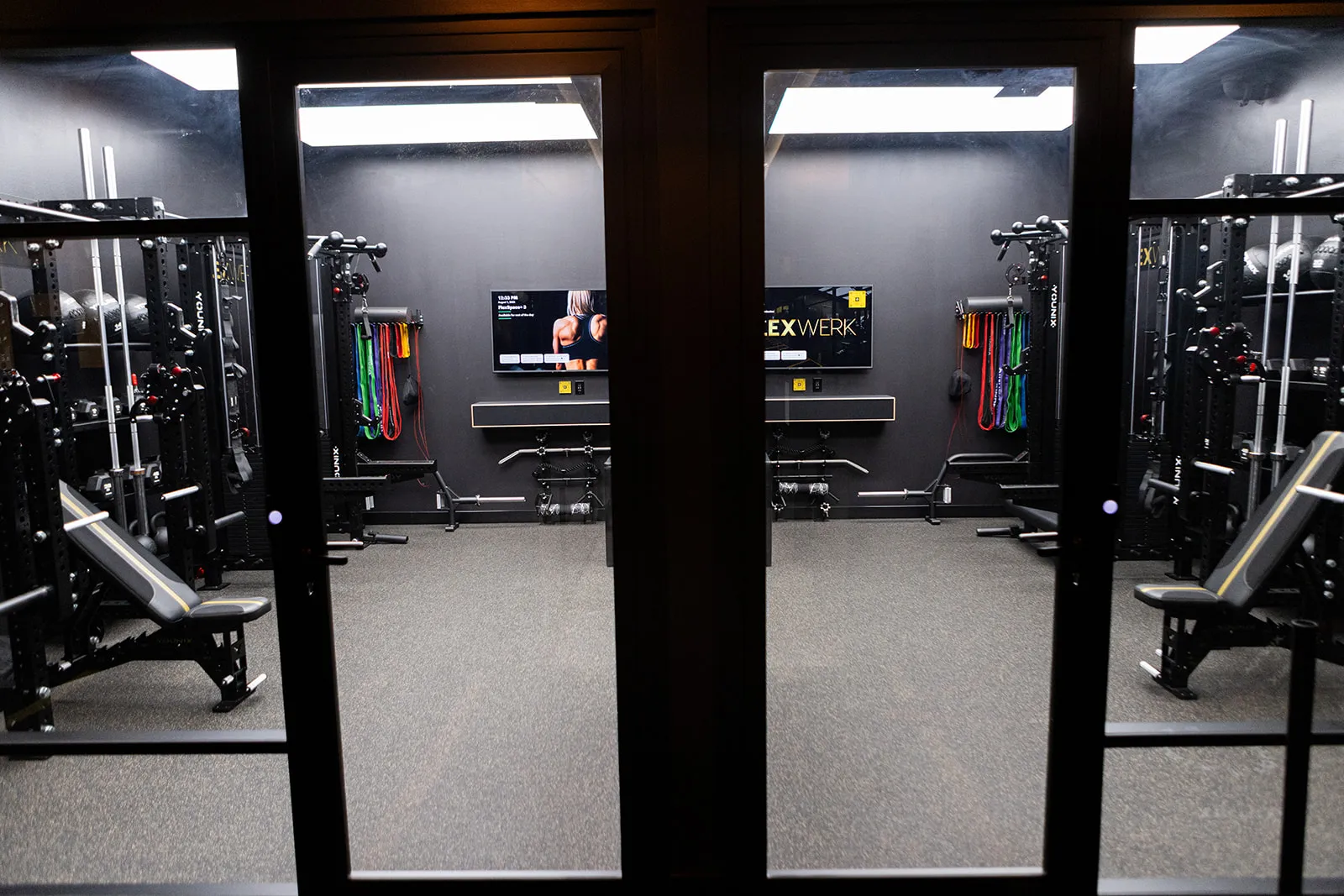 Glass doors opening into a private FlexWerk space