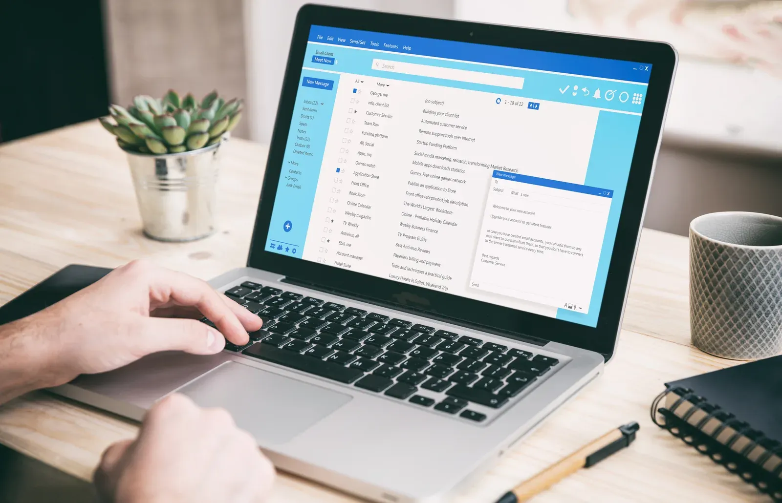 Sorting a client email list on a computer screen