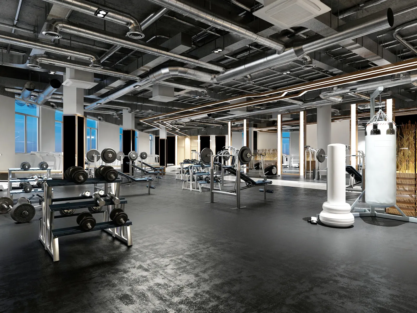 Modern gym room sitting empty between sessions
