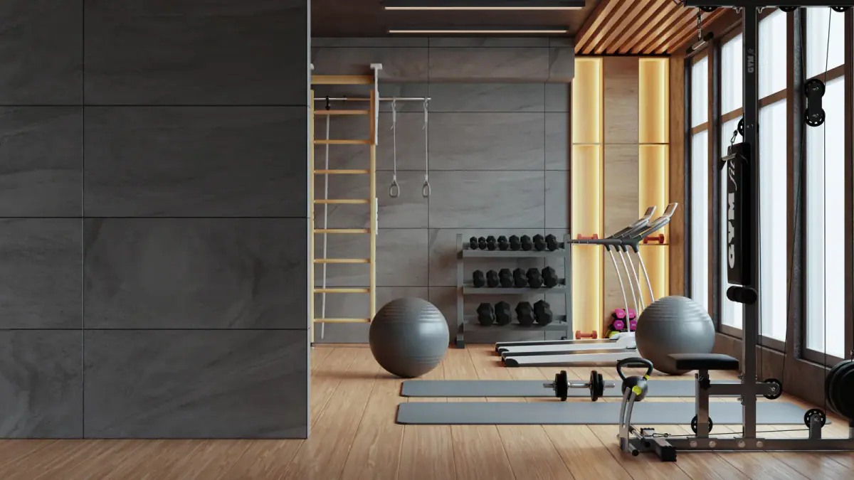 Empty interior of a modern fitness space