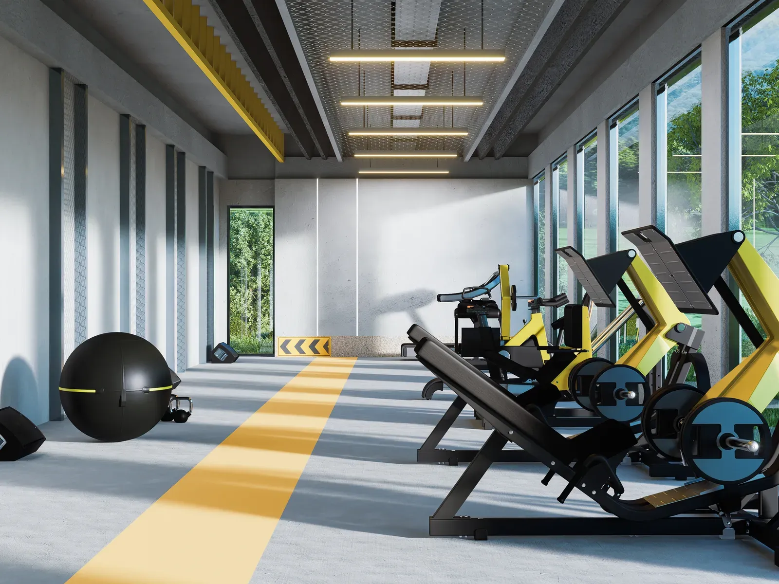 Empty private gym room awaiting its next booking