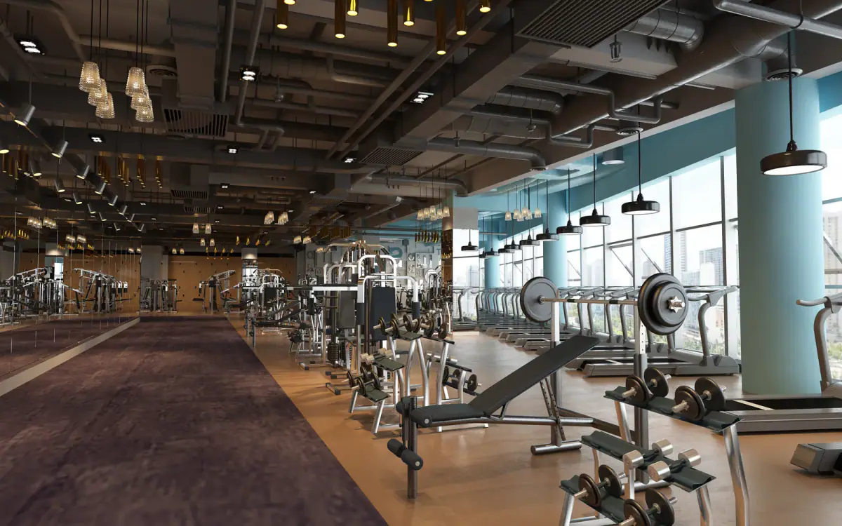 Quiet, empty interior of a modern gym